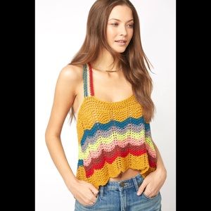 Free People Rainbow Crochet tank top